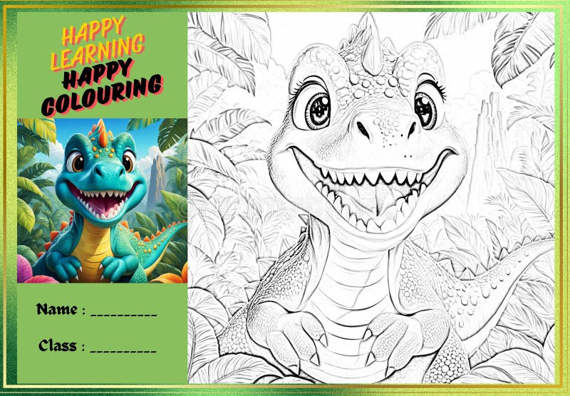 Dinosaur Coloring Page for Kids and Fun Activities for Kids Stock