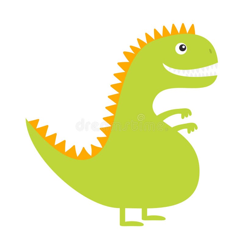 dinosaur Den gulliga tecknade filmen roliga dino behandla som ett barn teckenet Plan design Grön och gul färg Vit bakgrund isoler vektor illustrationer dinosaur Den gulliga tecknade filmen roliga dino behandla som ett barn teckenet Plan design Grön och gul färg Vit bakgrund isoler vektor illustrationer