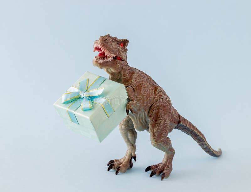 Dinosaur Holds a Gift Box. Minimal Concept Stock Image Image of hold