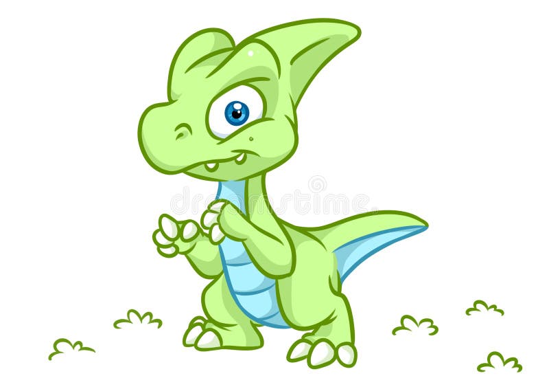 Dinosaur kreskówki zielone małe ilustracje royalty ilustracja