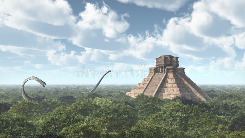 Mayan Temple in Fog stock illustration. Illustration of history - 9891115