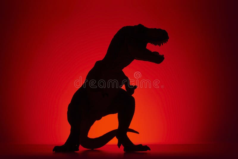 Shooting dinosaur and monster model on red background