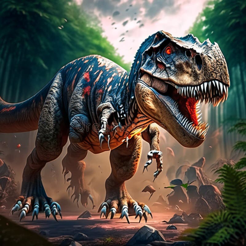 Dinosaur Stegosaurus in the jungle. 3d rendering. generative AI vector illustration