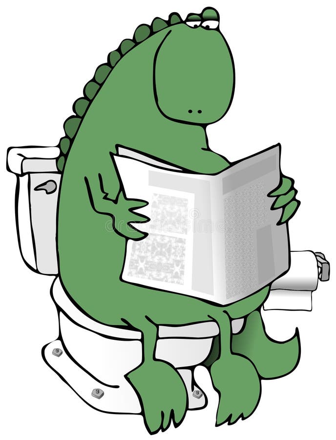 Dinosaur On A Toilet stock illustration