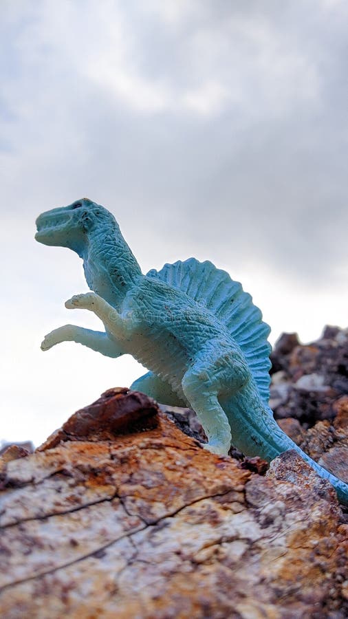 Dinosaur toy blue colour stock image. Image of lizard - 266071229