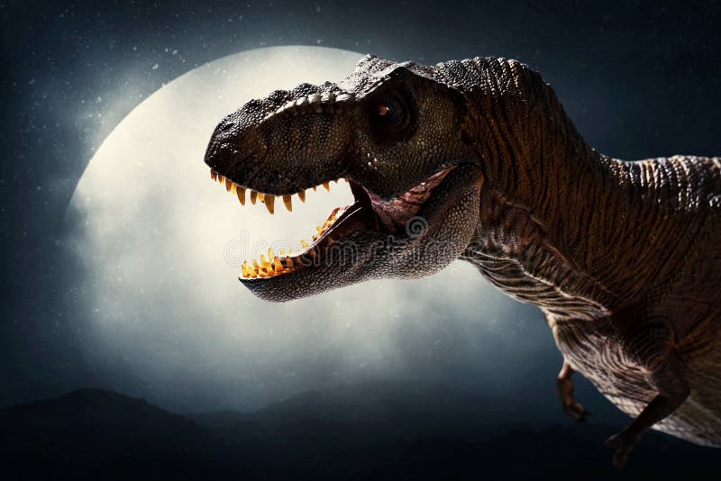 Premium Vector  Dinosaur t-rex run and beast wild monster in the dark night