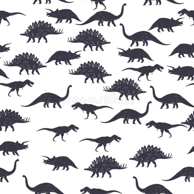 Dinosaura czarny i biały bezszwowy wzór wektor ilustracji Dinosaura czarny i biały bezszwowy wzór wektor ilustracji