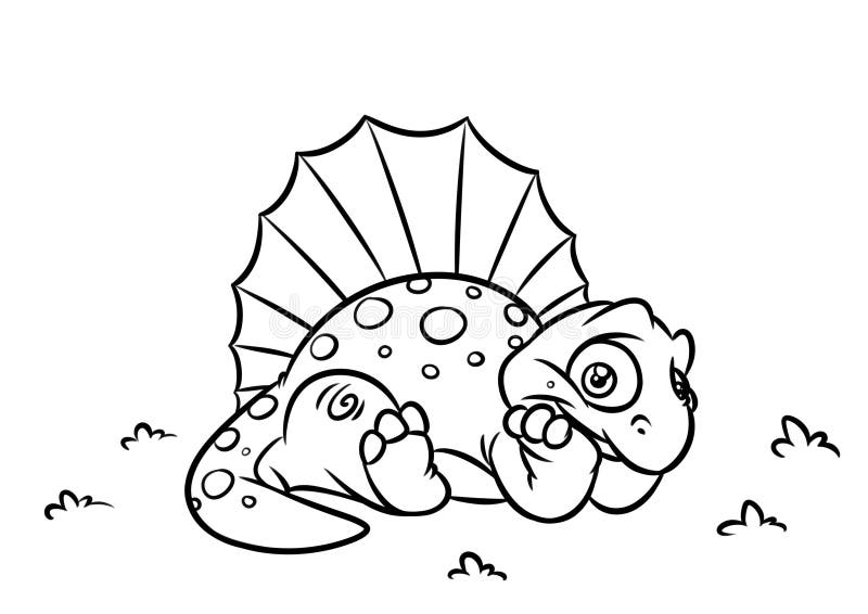 Dinosaura Dimetrodon kolorystyki strony kreskówki ilustracje ilustracji