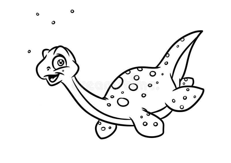 Dinosaura Plesiosaur kolorystyki strony kreskówki ilustracje ilustracja wektor