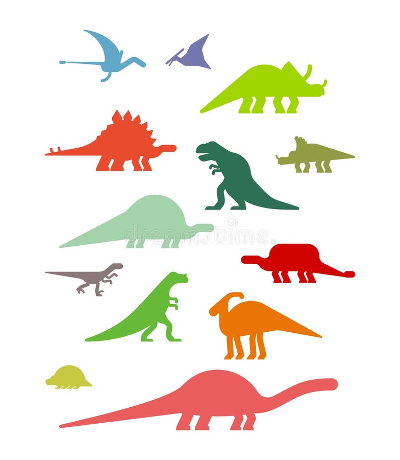 Dinosaura set Antyczny zwierzę Diplodokus i stegozaur, Pteros royalty ilustracja Dinosaura set Antyczny zwierzę Diplodokus i stegozaur, Pteros royalty ilustracja