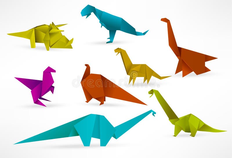 Dinosaures d'origami illustration de vecteur. Illustration du origami