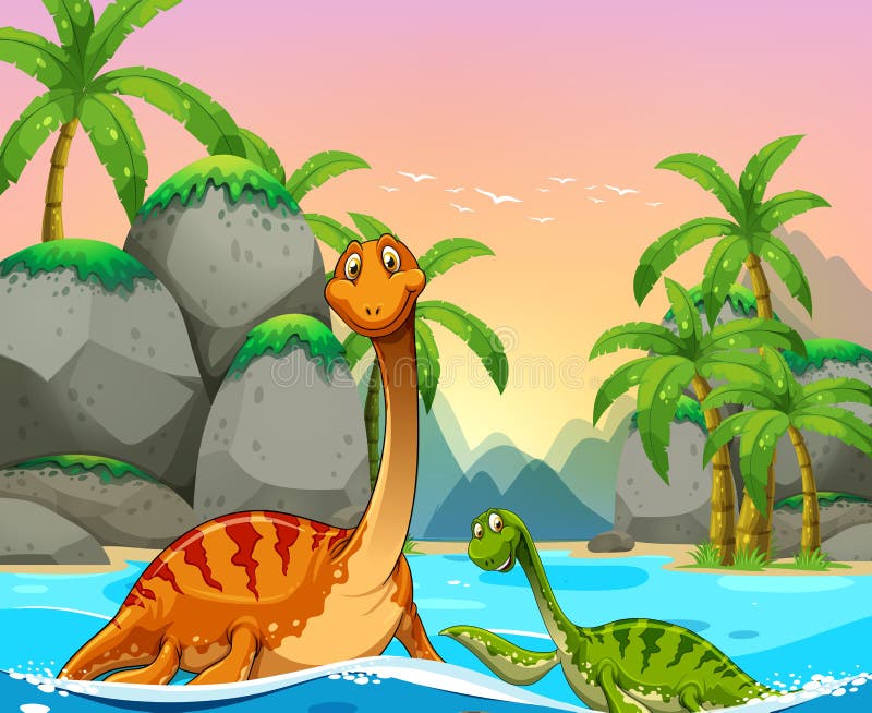 Dinosauri che vivono nell'oceano illustrazione di stock Dinosauri che vivono nell'oceano illustrazione di stock