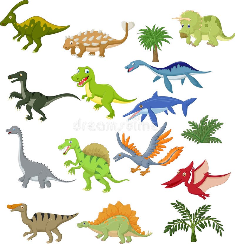 Dinosaurierkarikatur-Sammlungssatz vektor abbildung Dinosaurierkarikatur-Sammlungssatz vektor abbildung