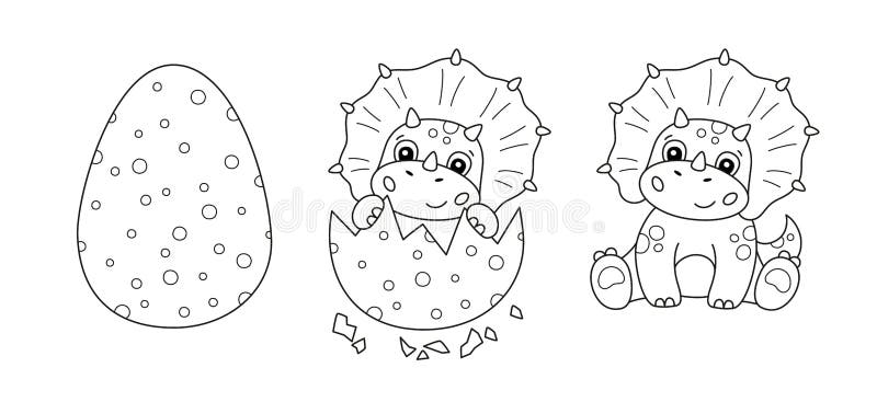 Dinosaurio Huevo Y Lindo Dinosaurio Pequeño Para Niño Libro Para Colorear.  Triceratops Bebé. Niños Rompecabezas Juego. Ilustración del Vector -  Ilustración de lindo, juego: 217256857
