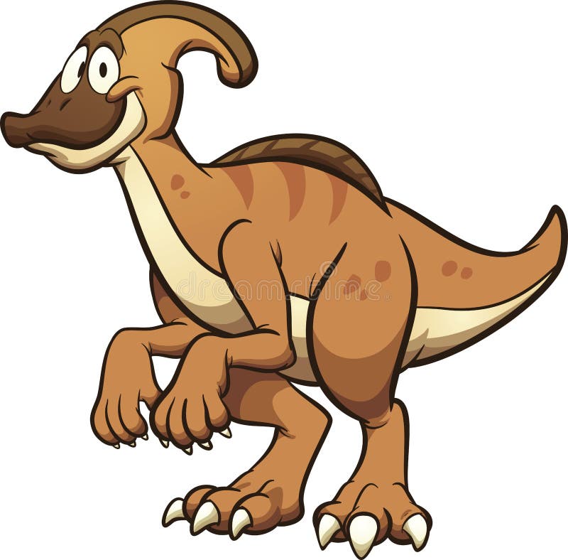 Dinosaurio sonriente feliz del parasaurolophus de la historieta stock de ilustración