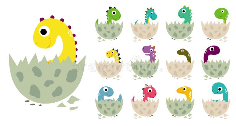 Dinosaurios De Dibujos Animados En La ColecciÃ³n De Huevos Ilustración del  Vector - Ilustración de manera, fondo: 160446171