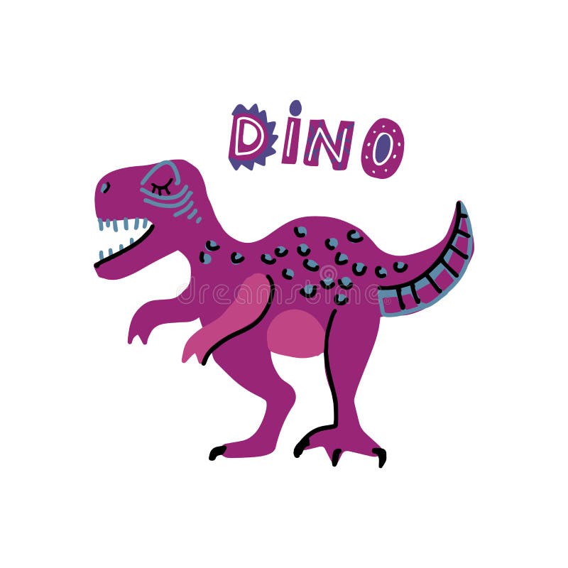 Dinosauro disegnato a mano del fumetto sveglio di vettore con le parole Dino tyrannosaurus Illustrazione di vettore del carattere illustrazione vettoriale Dinosauro disegnato a mano del fumetto sveglio di vettore con le parole Dino tyrannosaurus Illustrazione di vettore del carattere illustrazione vettoriale