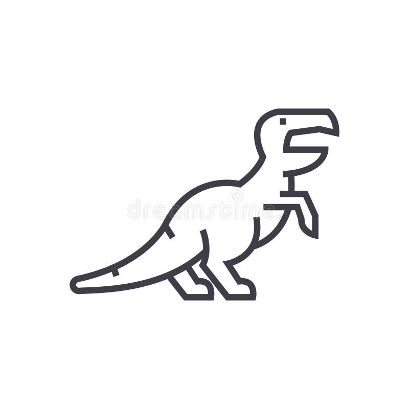 Dinosauro, rapace, linea icona, segno, illustrazione di vettore di tirannosauro su fondo, colpi editabili illustrazione vettoriale Dinosauro, rapace, linea icona, segno, illustrazione di vettore di tirannosauro su fondo, colpi editabili illustrazione vettoriale