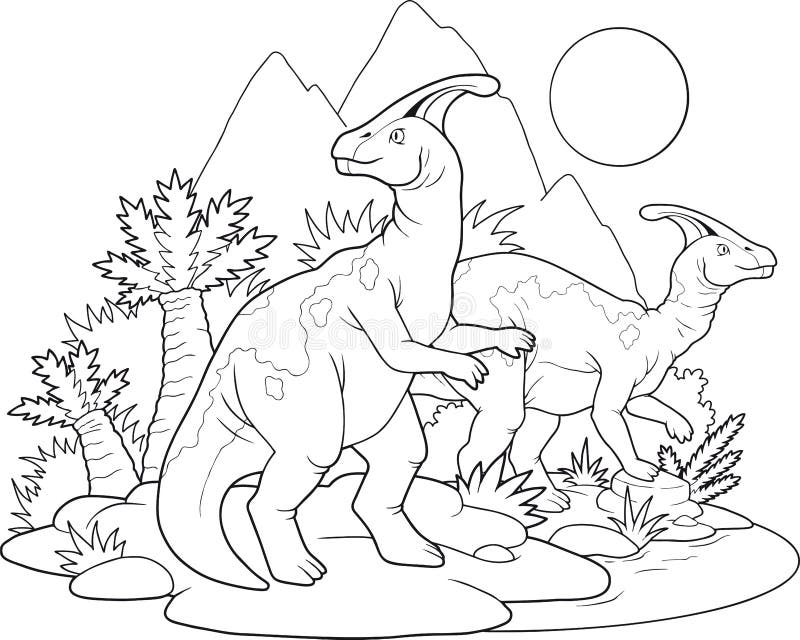 Página Do Livro De Colorir De Cena Do Dinossauro T Rex Ilustração do Vetor  - Ilustração de feroz, cena: 188054056