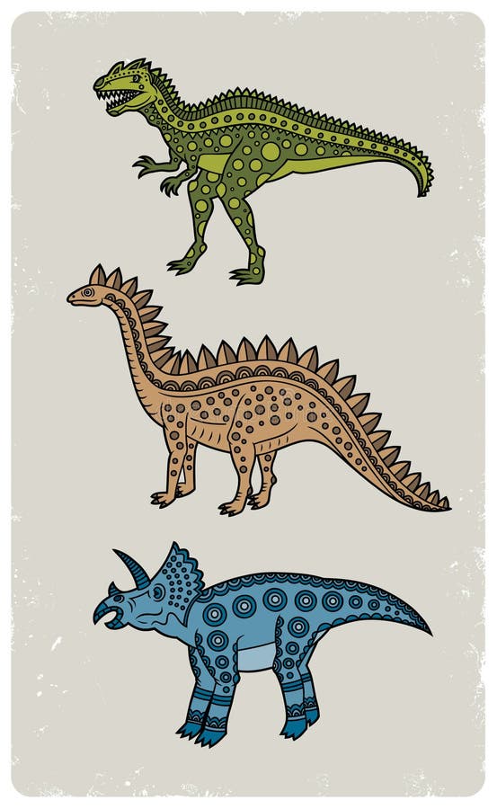 Three Dinosaurs - Tyrannosaurus Rex. Stock Illustration - Illustration ...