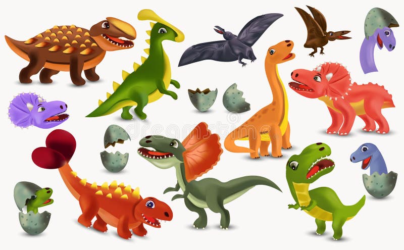 Cute Collection Dino Fossil Dinosaurs Baby kids Animal Cartoon Doodle Funny  Clipart 7036013 Vector Art at Vecteezy