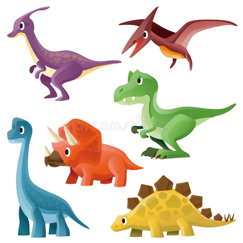 Dinossauros dos desenhos animados. Baby dino animais pré-históricos.  Coleção de vetor de dinossauro bonito imagem vetorial de  tartila.stock.gmail.com© 218943660