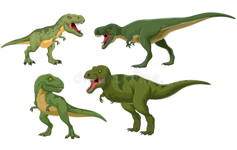 Tyrannosaurus rex esboço e silhueta ilustrações conjunto imagem