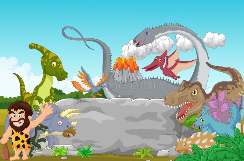 Dinossauro da coleção dos desenhos animados com ondulação do homem das cavernas ilustração do vetor Dinossauro da coleção dos desenhos animados com ondulação do homem das cavernas ilustração do vetor