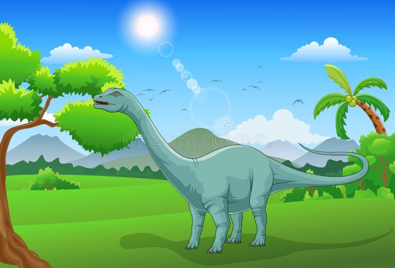 Dinossauros Felizes Dos Desenhos Animados Com Vulcão Ilustração do Vetor -  Ilustração de floresta, montanha: 123347031