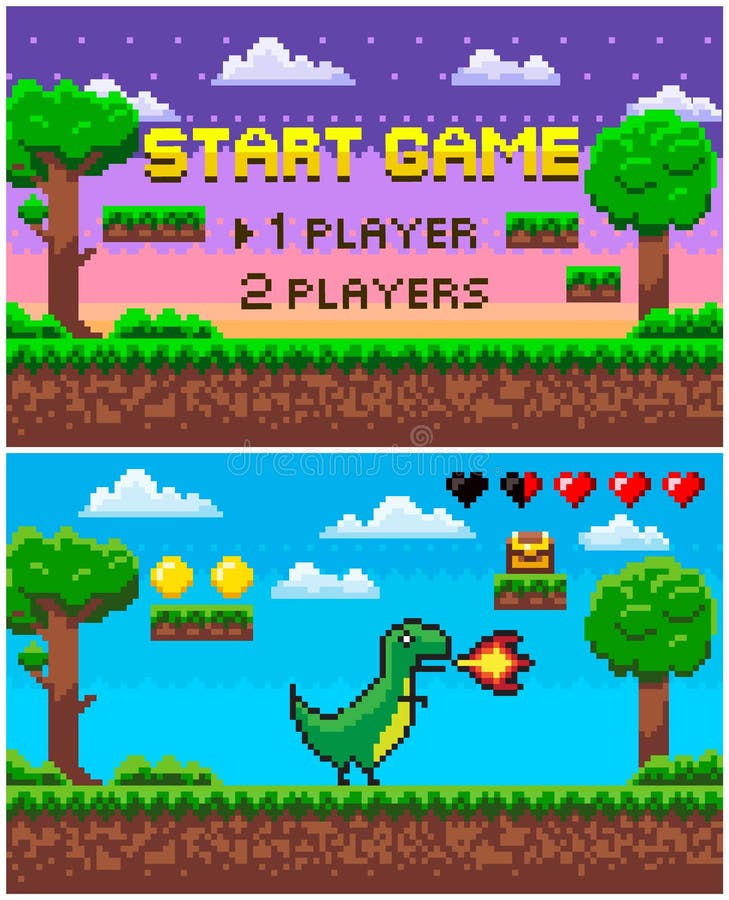 Dinossauro Do Jogo Do Começo Com Fogo, Caráter Do Pixel Ilustração do Vetor  - Ilustração de irritado, projeto: 152841445