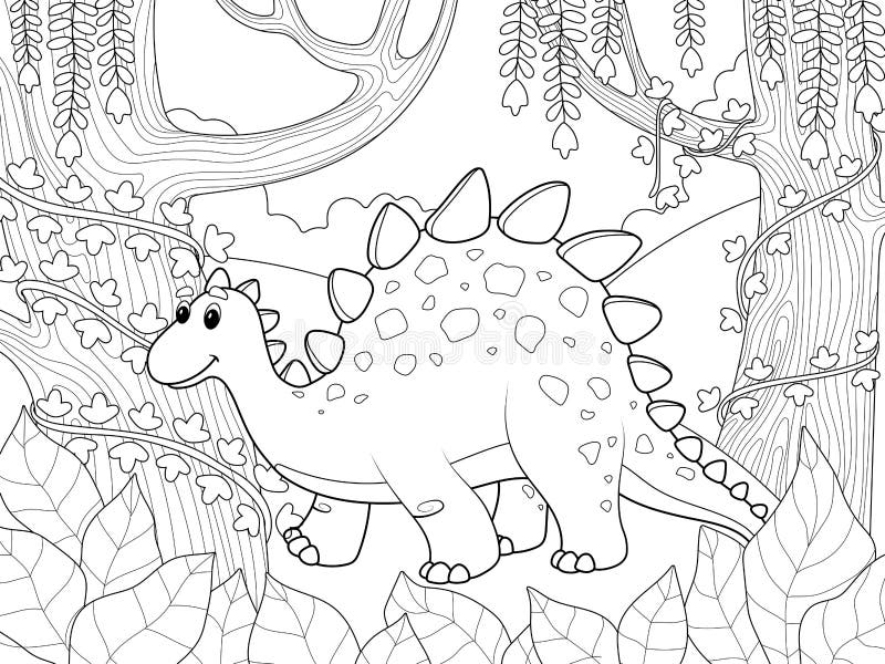 A Ilustração Do Vetor Dos Desenhos Animados Do Livro Para Colorir Do  Dinossauro Ajustou 1 Ilustração do Vetor - Ilustração de diferente, dino:  85940255