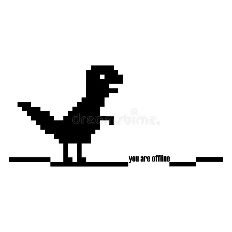 Dinossauro pixel. ícone de erro. navegador de jogos offline. ilustração em  vetor.