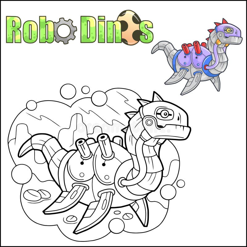 Livro De Colorir De Robôs De Dinossauros De Desenho Animado Para