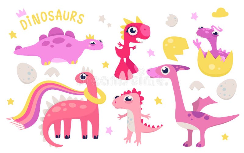 Vetor Cor-de-rosa Bonito Do Dinossauro Ilustração do Vetor