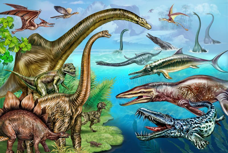 Desenho Realista Dinossauro Brontossauro Gigante Ilustração