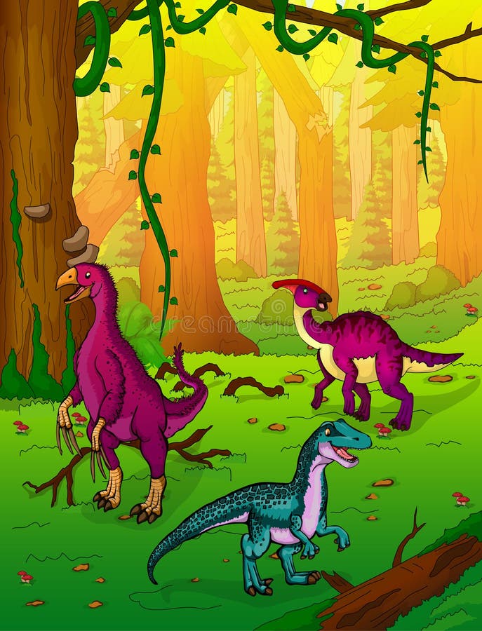 Jogo dos dinossauros ilustração do vetor. Ilustração de selvagem - 96327381