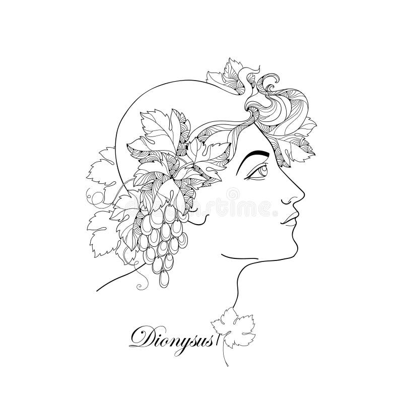 Dionysus ou Bacchus mythologique dans le style de découpe d'isolement sur le fond blanc illustration stock Dionysus ou Bacchus mythologique dans le style de découpe d'isolement sur le fond blanc illustration stock