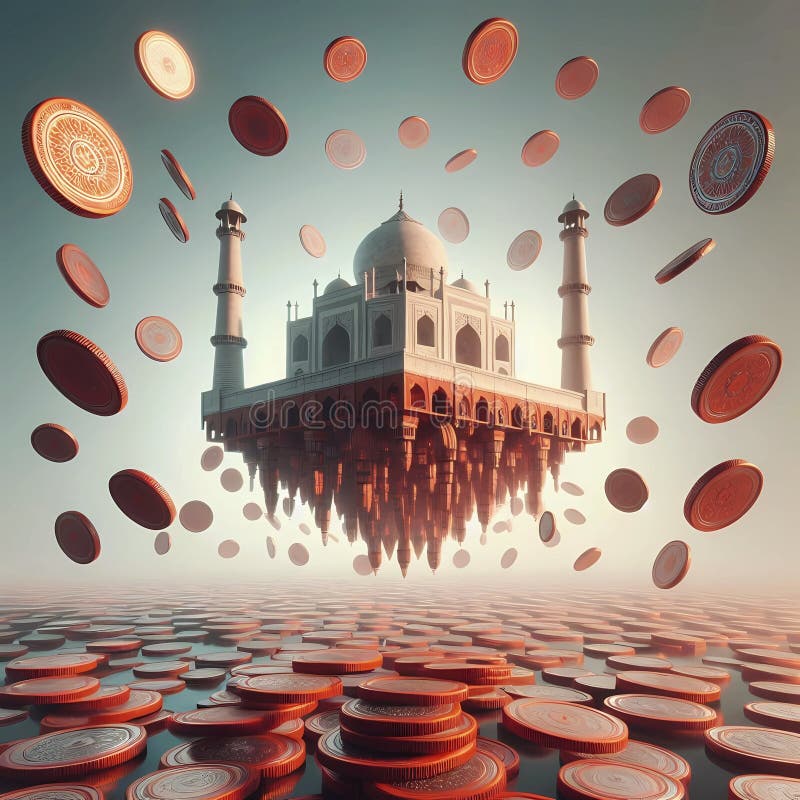 Dipinti digitali generati dalla Majestic Taj Mahal. illustrazione vettoriale