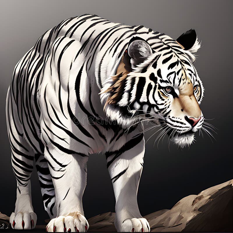 Dipinto digitale generato dall'ai di una tigre del bengala bianco illustrazione vettoriale