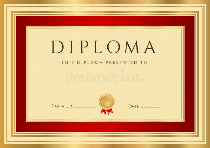 Calibre de diplôme/certificat avec la frontière rouge illustration stock Calibre de diplôme/certificat avec la frontière rouge illustration stock