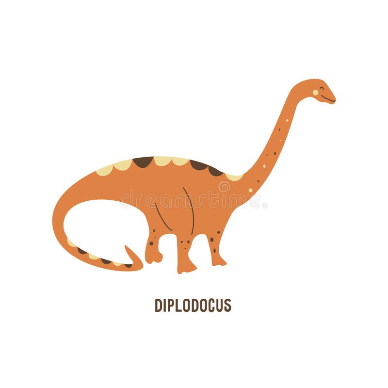 Diplodoco Dinossauro Desenho Animado Clipart Colorido Ilustração