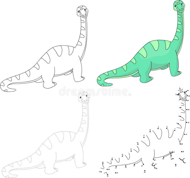 Diplodocus de la historieta Ilustración del vector Punto para puntear el juego para el niño