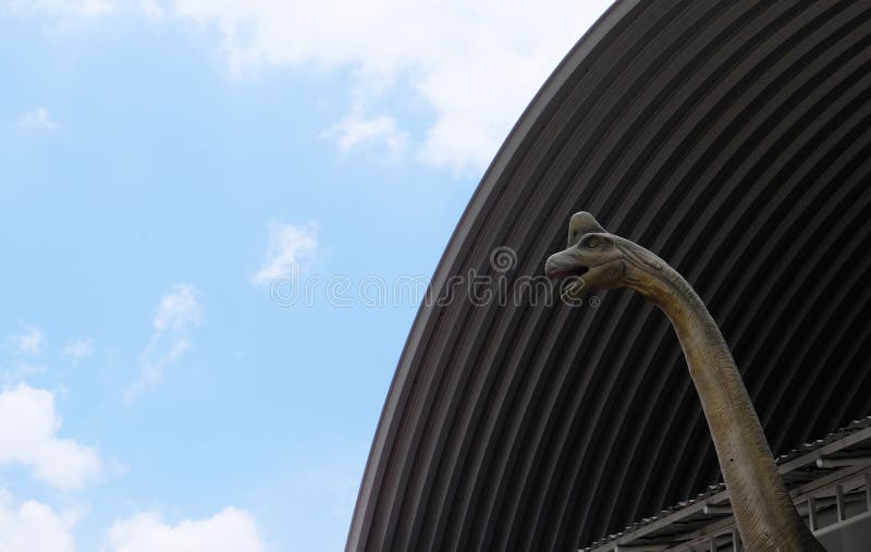 Diplodocus high neck Sky Background and Dome. Diplodocus high neck Sky Background and Dome