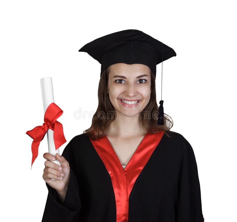 Diploma di laurea della tenuta della giovane donna felice di vista superiore immagini stock Diploma di laurea della tenuta della giovane donna felice di vista superiore immagini stock