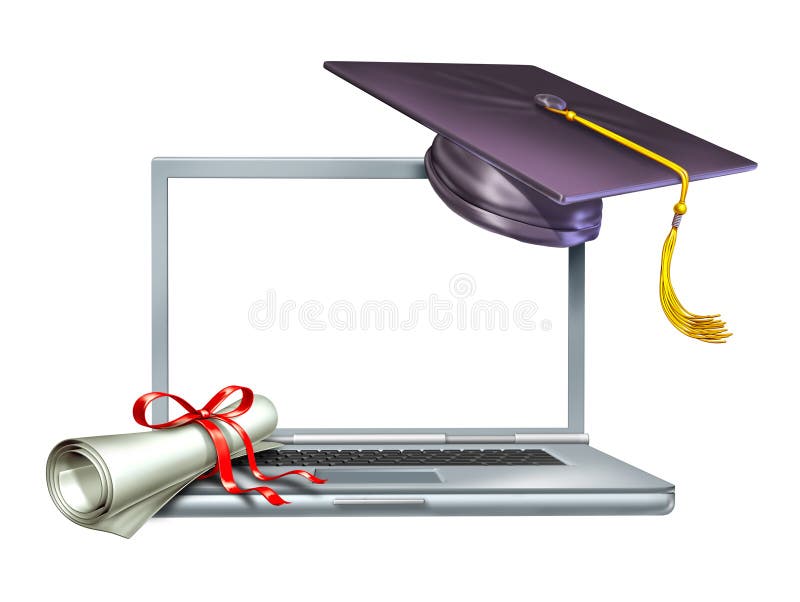 Diploma in linea di Web del Internet di formazione di graduazione illustrazione di stock Diploma in linea di Web del Internet di formazione di graduazione illustrazione di stock