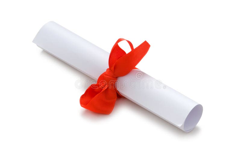 Download Diploma With Red Ribbon Isolated Stock Photo - Image of education, paper: 9319804