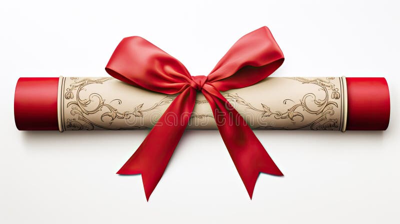Diploma Scroll With Red Bow On Isolated White Background Stock Illustration  - Download Image Now - iStock