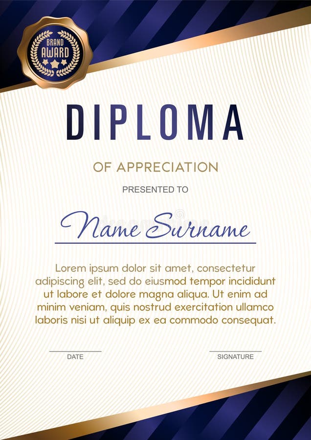 Diploma Template Luxus stock abbildung Diploma Template Luxus stock abbildung