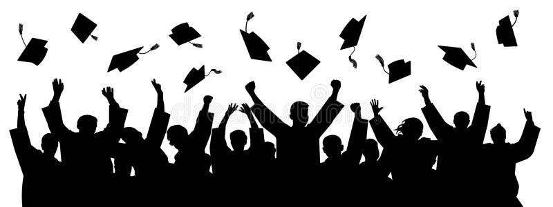 Diplômés jetant le chapeau Accomplissements élevés de silhouette Vecteur de chapeau d'étudiant d'école