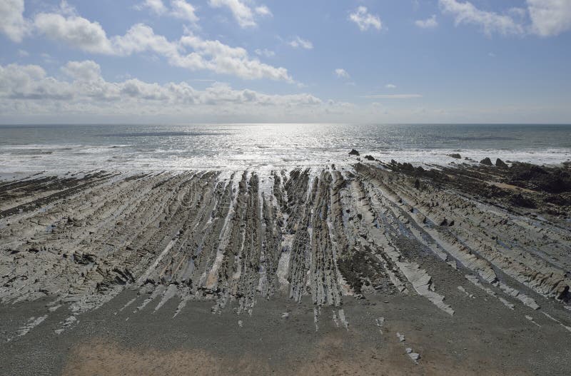 Dipping Rock Strata on Beach